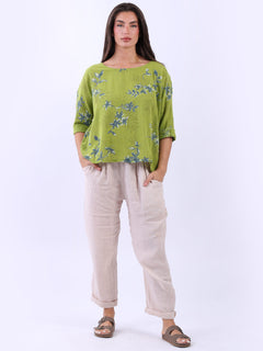 Baggy Cotton Crop Top Olive