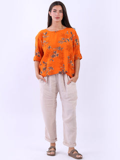 Baggy Cotton Crop Top Orange