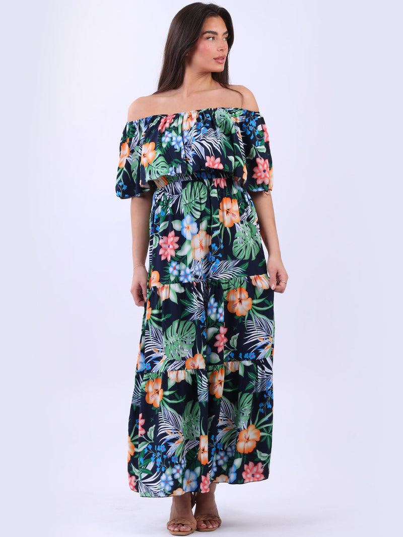 Off Shoulder Maxi Dress Navy