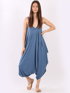 Balloon Hem Cami Jumpsuit Denim