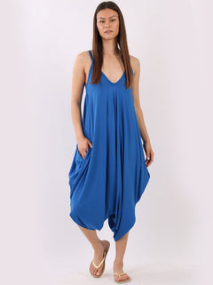 Balloon Hem Cami Jumpsuit Royal Blue