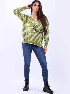 Stripy Crop Top Lime Green