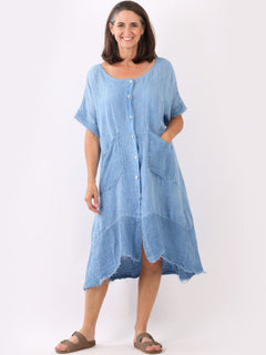 Vintage Wash Linen Dress Denim