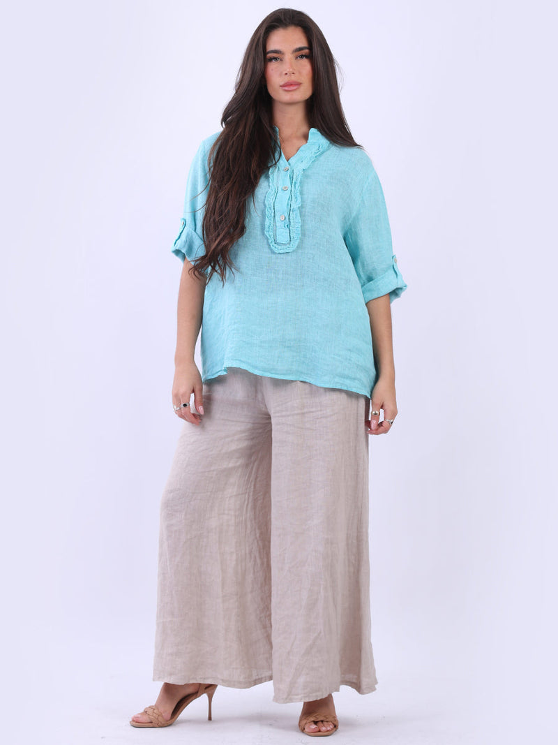 Vintage Wash Linen Tunic Aqua