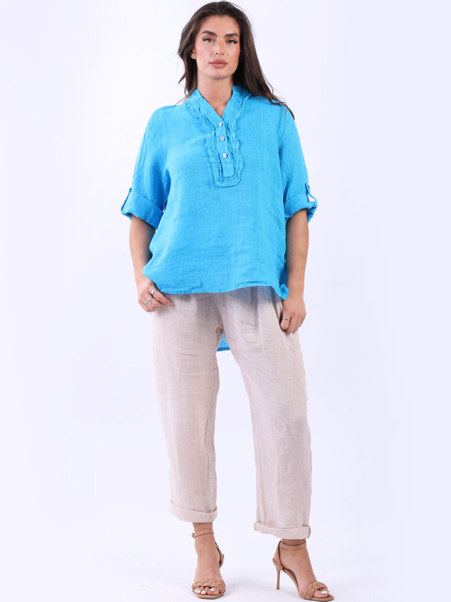 Vintage Wash Linen Tunic Azure