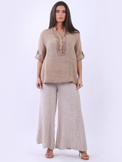 Vintage Wash Linen Tunic Camel