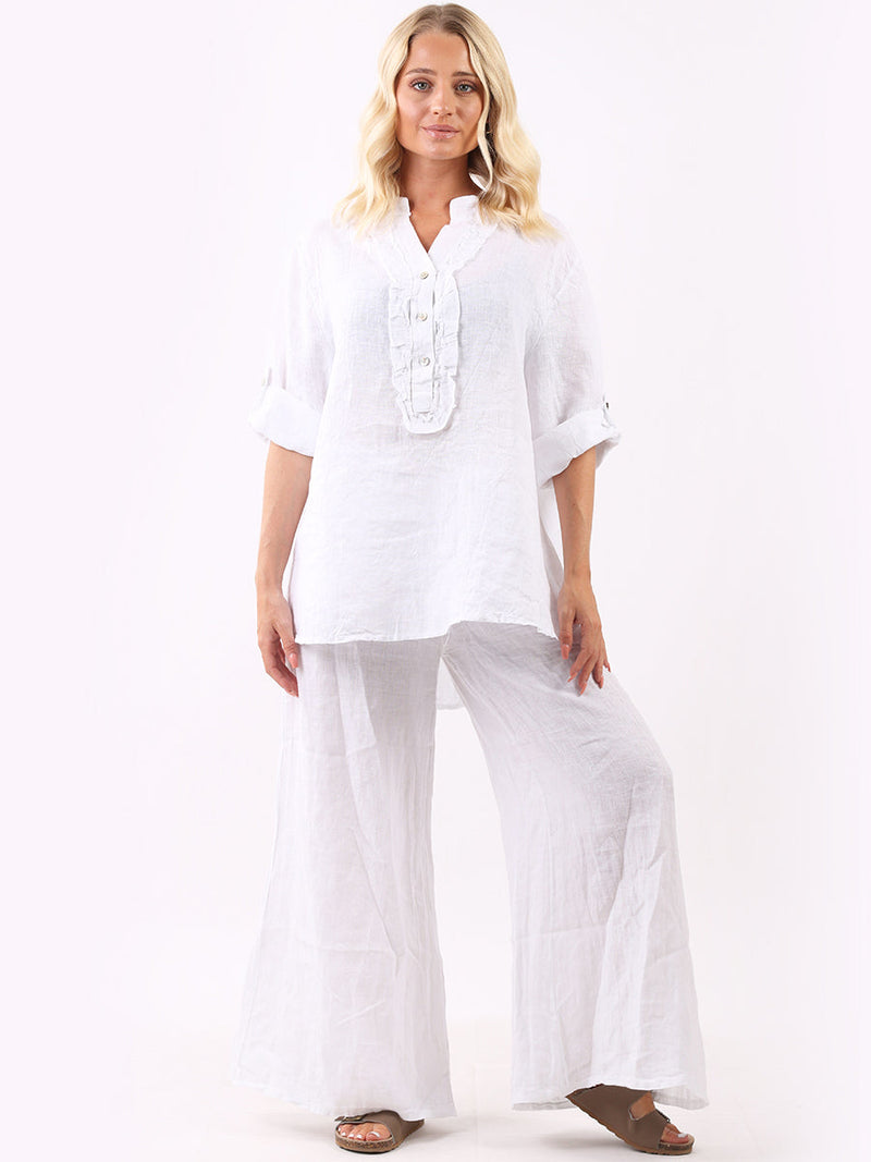 Vintage Wash Linen Tunic White