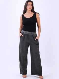 Vintage Washed Cotton Trouser Charcoal