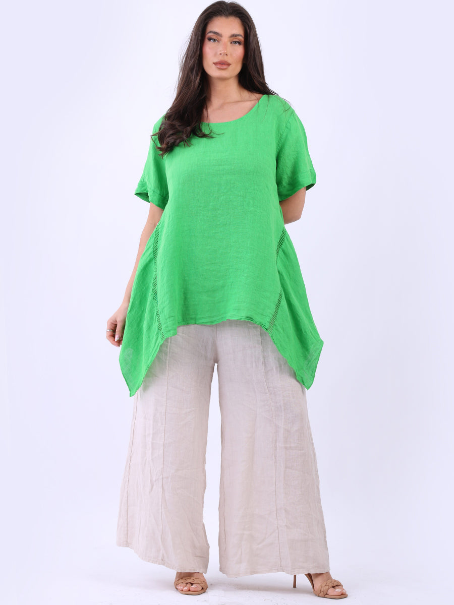 Vintage Wash Linen Top Green