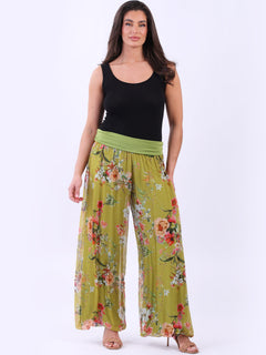 Floral Harem Silk Trouser Olive