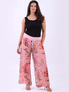 Floral Harem Silk Trouser Pink