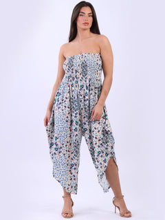 Floral Tube Jumpsuit Navy