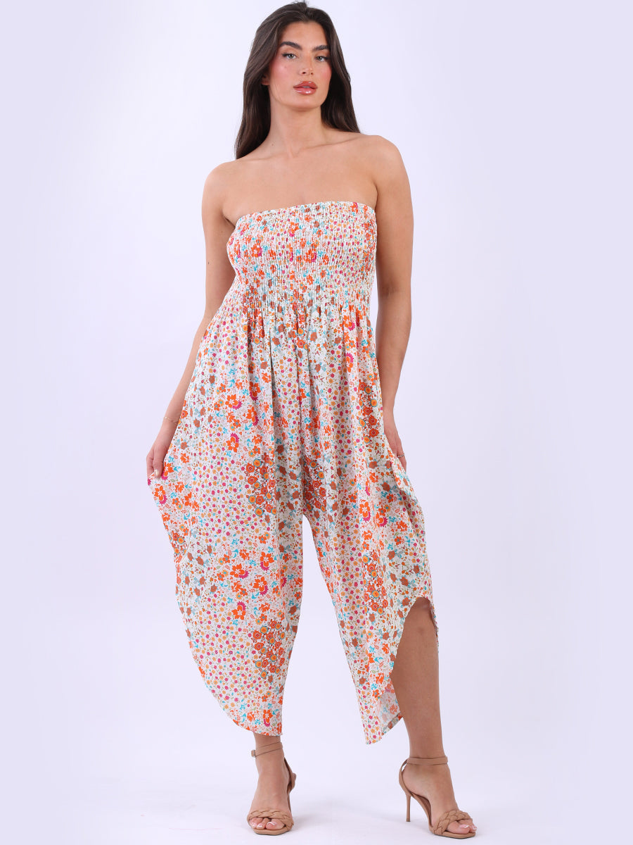 Floral Tube Jumpsuit Orange