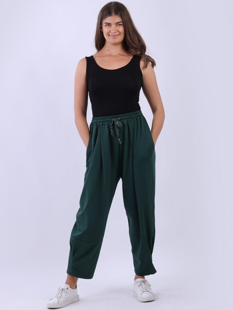 Women Cotton Trouser Bottle Green