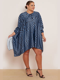 Zebra Print Batwing Oversized Kaftan Denim