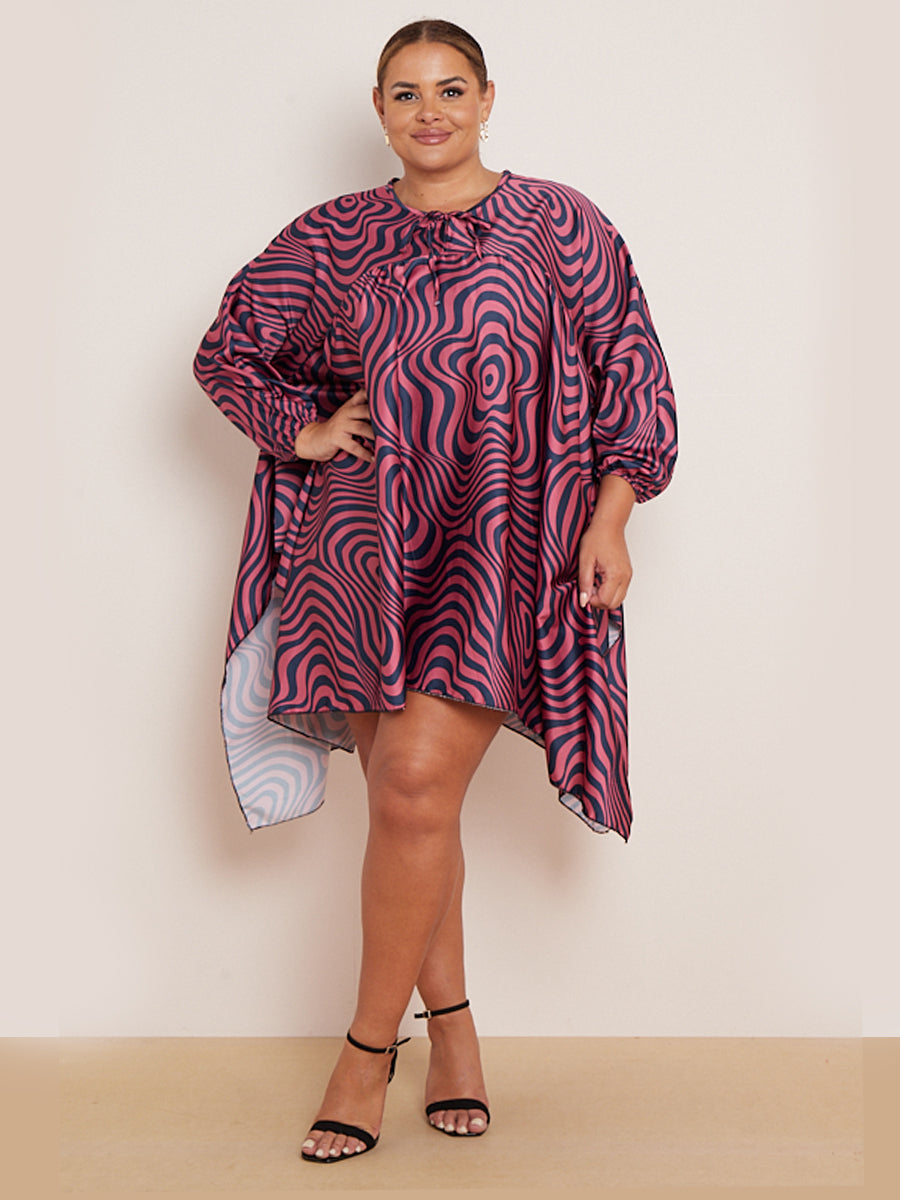 Zebra Print Batwing Oversized Kaftan Fuchsia