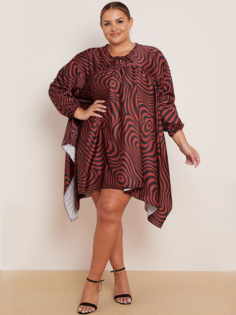 Zebra Print Batwing Oversized Kaftan Rust