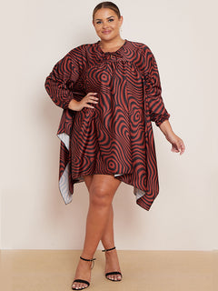 Zebra Print Batwing Oversized Kaftan Rust