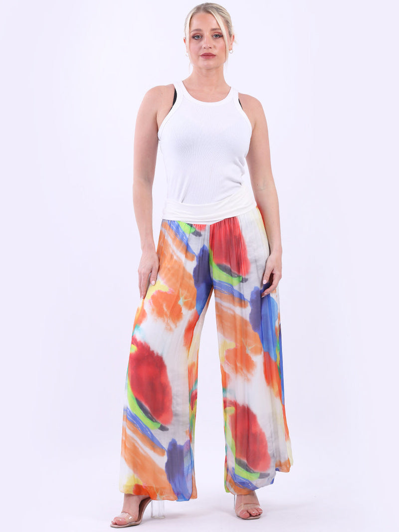 Tie Dyed Harem Silk Palazzo White