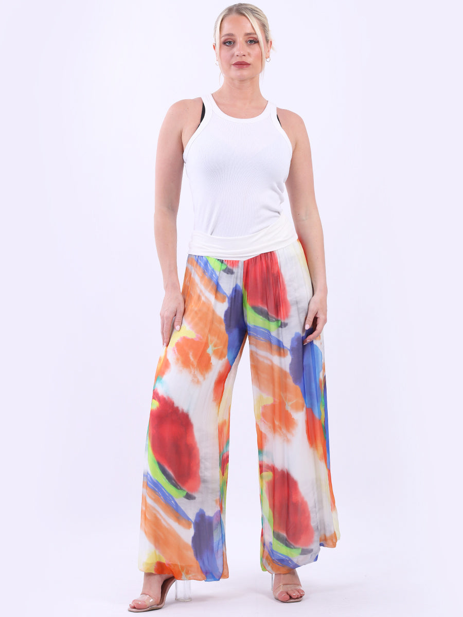 Tie Dyed Harem Silk Palazzo White