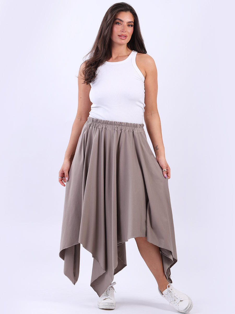 Raw Edge Cotton Skirt Mocha