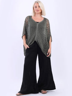 Crochet Knit Beach Top Khaki