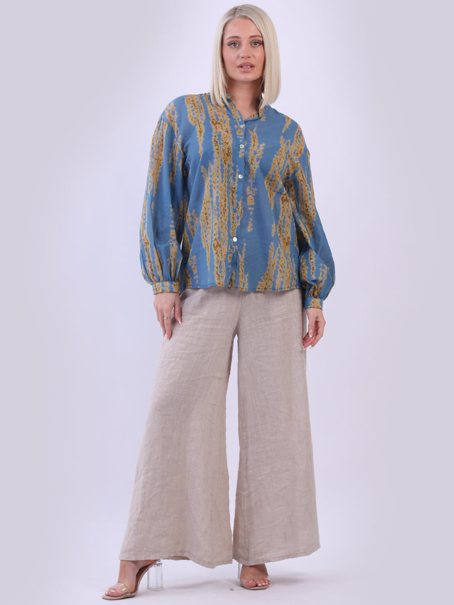 Tie Dyed Crop Blouse Denim