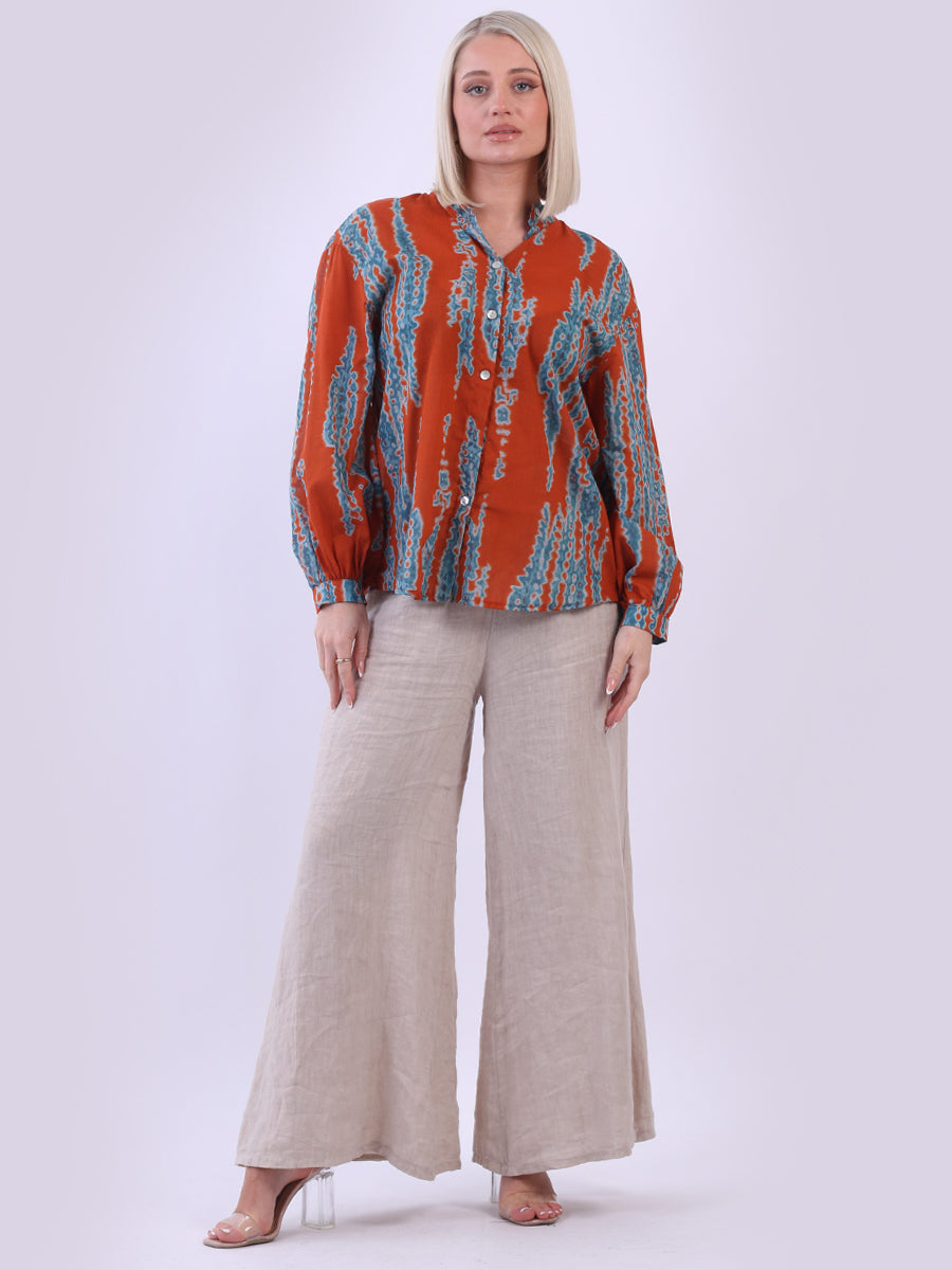 Tie Dyed Crop Blouse Rust