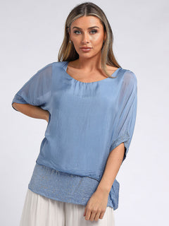 Silk Tunic Top Denim