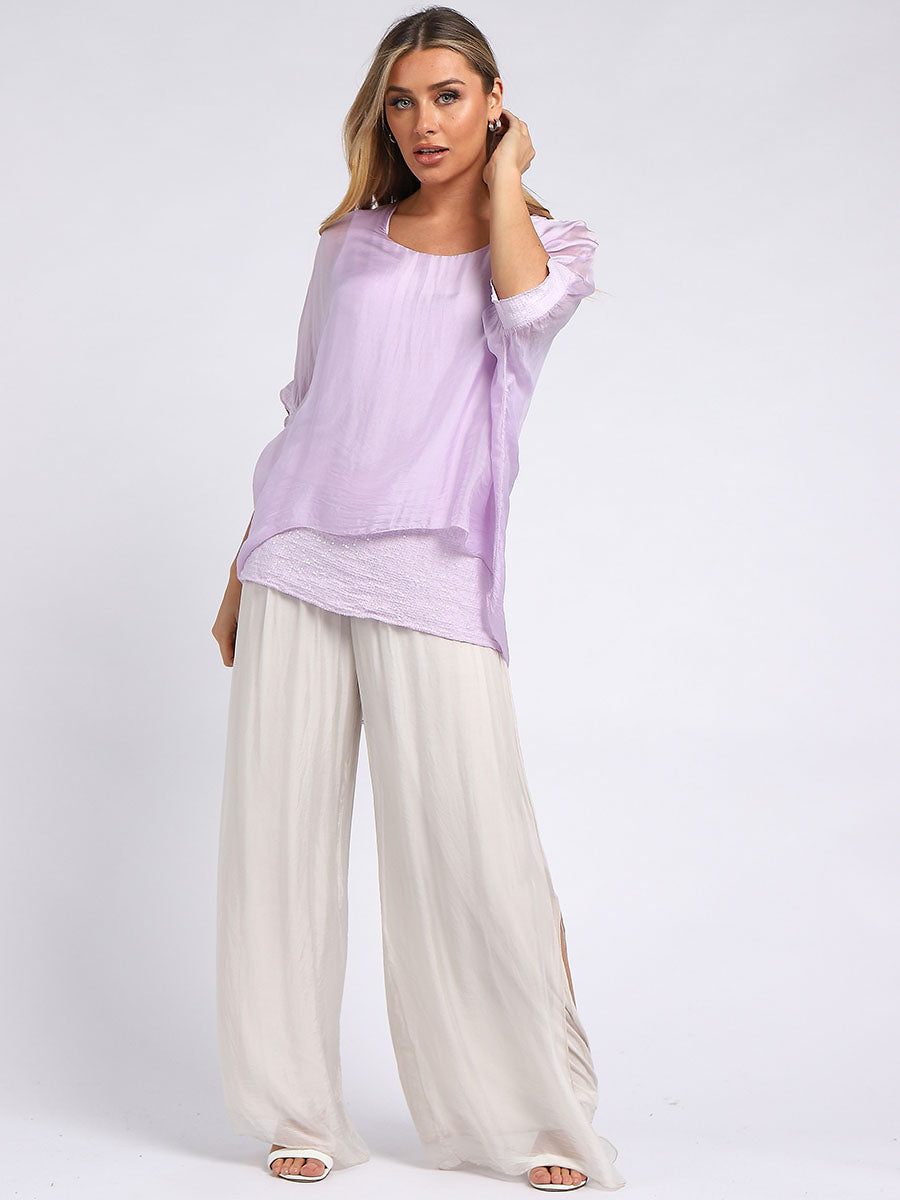 Silk Tunic Top Lilac