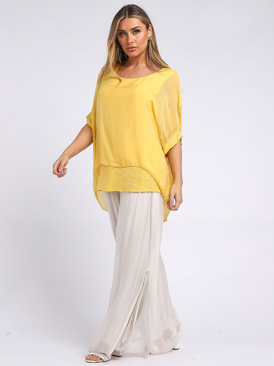 Silk Tunic Top Mustard