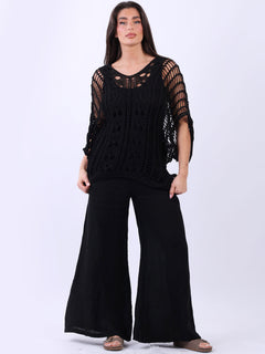 Knitted Beach Cover Up Black