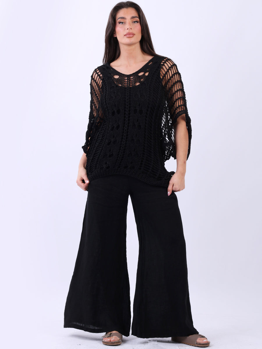 Knitted Beach Cover Up Black