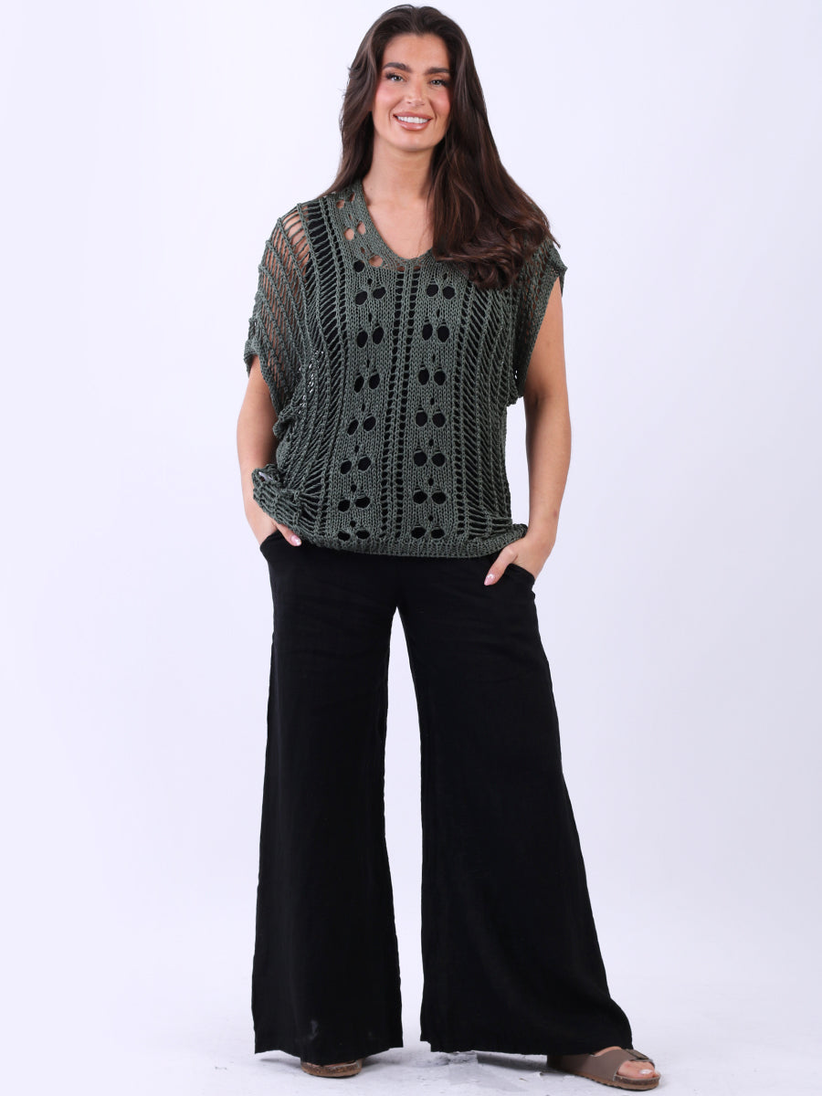 Knitted Beach Cover Up Khaki