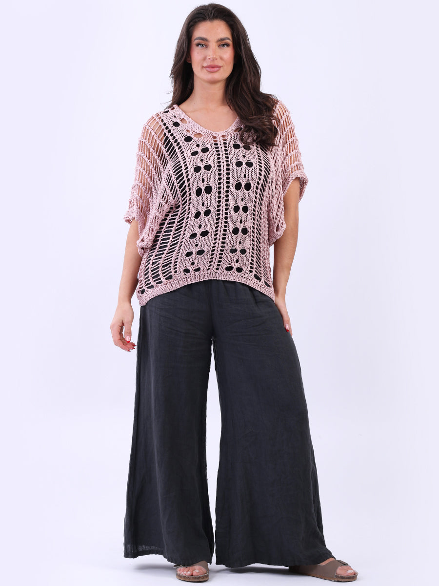 Knitted Beach Cover Up Pink