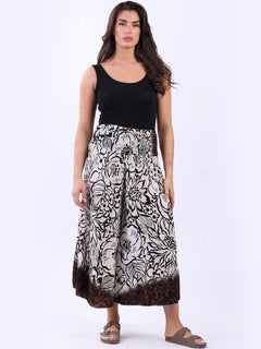 Floral Wide Leg Culottes Pant Black