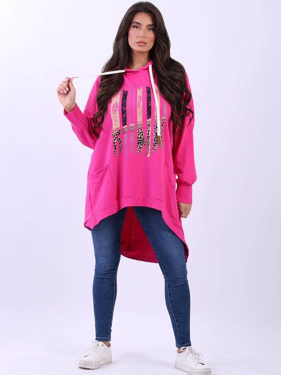 Cotton Hooded Jumper Fuchsia