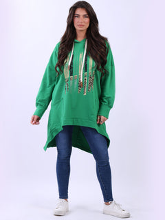 Cotton Hooded Jumper Green