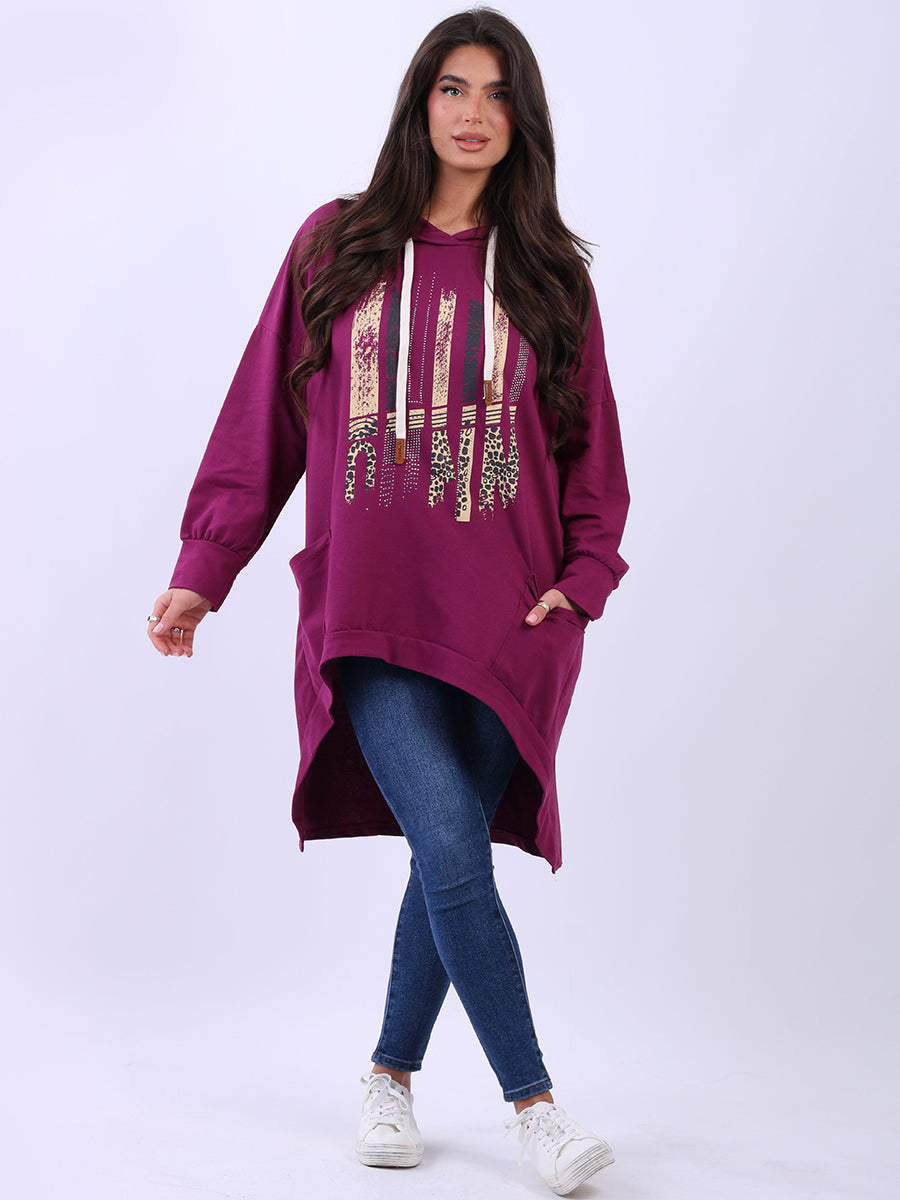 Cotton Hooded Jumper Magenta