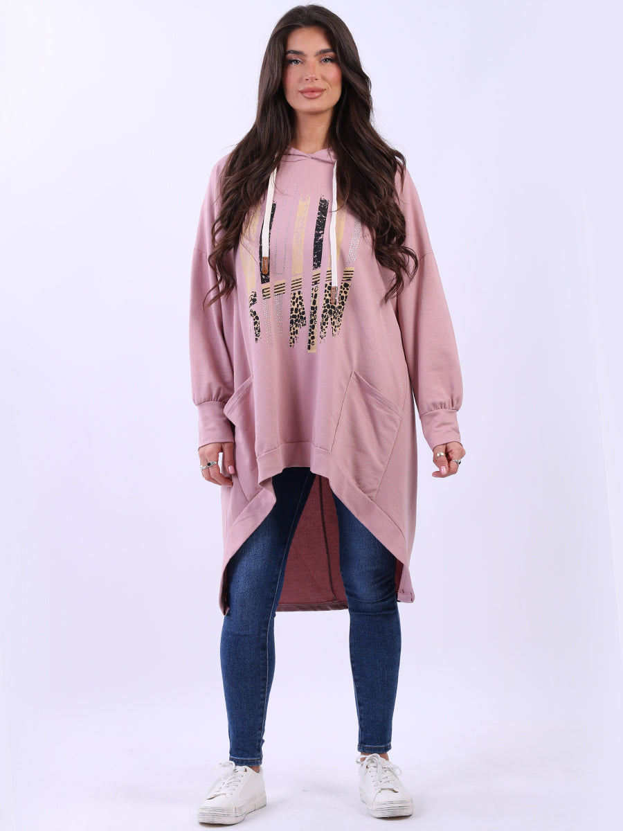 Cotton Hooded Jumper Pink