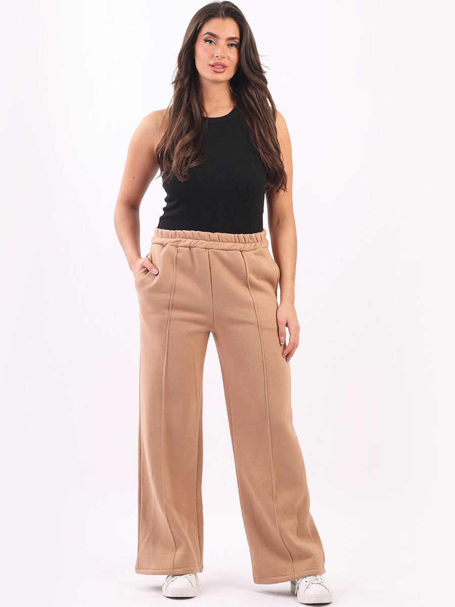 Plain Wide Leg Cotton Trouser Camel