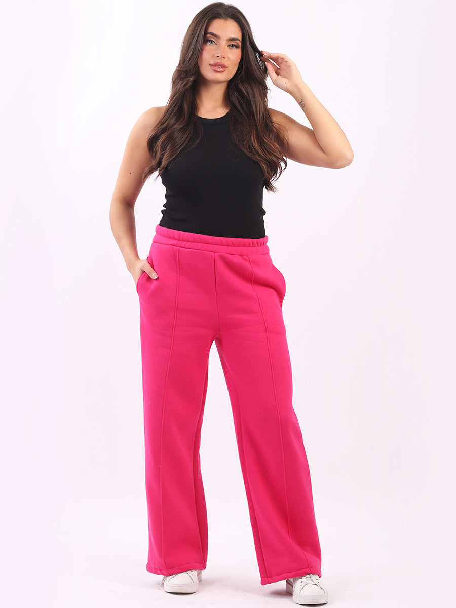 Plain Wide Leg Cotton Trouser Fuchsia