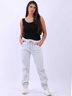 Women Plain Magic Pant Silver