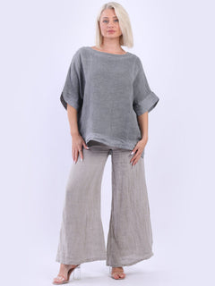 Vintage Washed Linen Top Charcoal