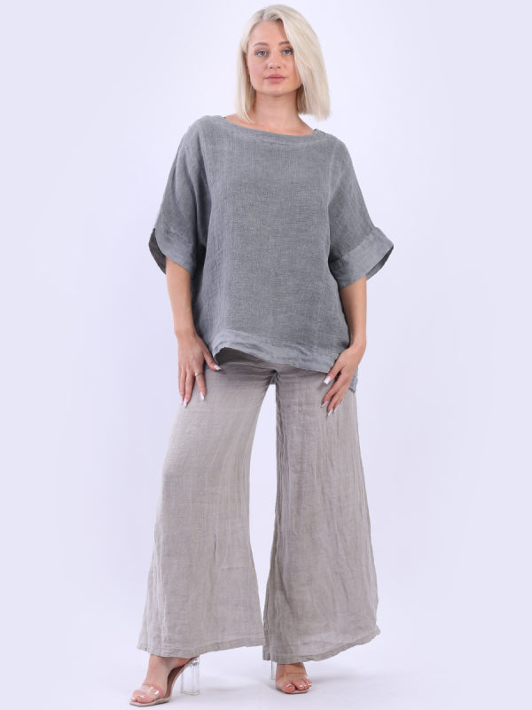 Vintage Washed Linen Top Charcoal