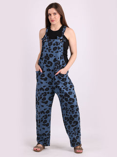 Leopard Cotton Dungaree Denim
