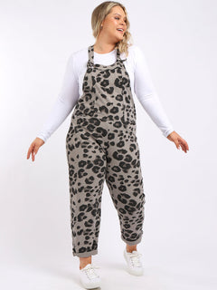 Leopard Cotton Dungaree Mocha