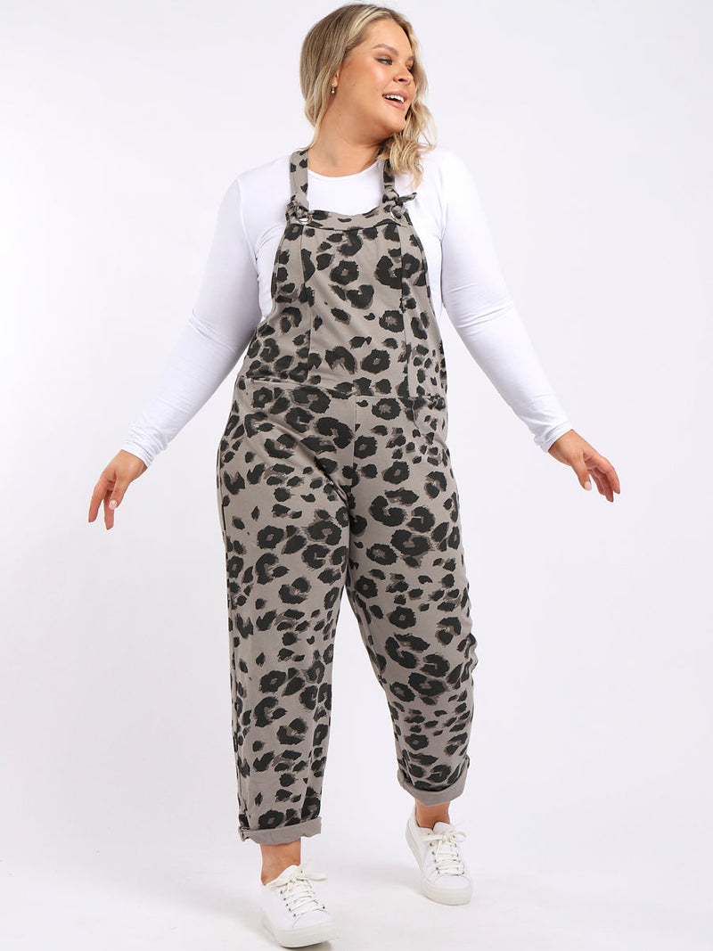 Leopard Cotton Dungaree Mocha