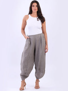 Solid Linen Trouser Mocha