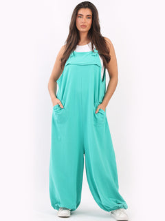 Oversized Cotton Jumpsuit Aqua